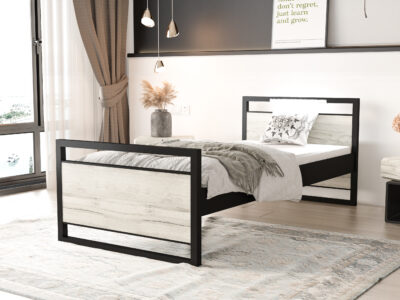 Łóżko Młodzieżowe 200/90 LOFT Industrial połączenie metalu z drewnem