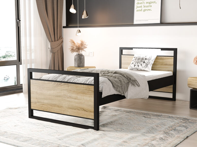 łóżko młodzieżowe metalowe loft w 6 kolorach 200/90