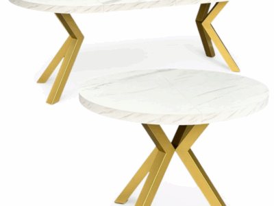 STÓŁ OKRĄGŁY ROZKŁADANY MARMUR BIAŁY  POLSKIE-MEBLE.24