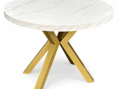 STÓŁ OKRĄGŁY ROZKŁADANY MARMUR BIAŁY  POLSKIE-MEBLE.24
