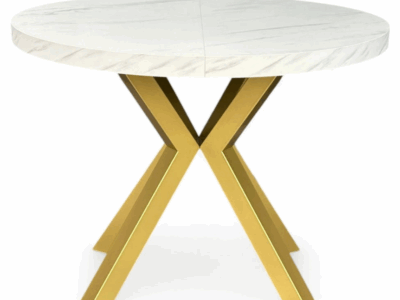 STÓŁ OKRĄGŁY ROZKŁADANY MARMUR BIAŁY  POLSKIE-MEBLE.24