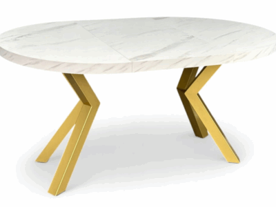 STÓŁ OKRĄGŁY ROZKŁADANY MARMUR BIAŁY  POLSKIE-MEBLE.24