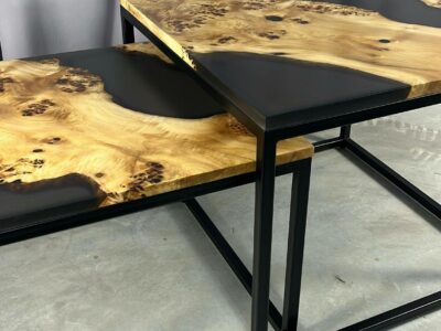 ZESTAW STOLIKÓW DREWNIANYCH Z ŻYWICĄ - MEBLE BARTNIK